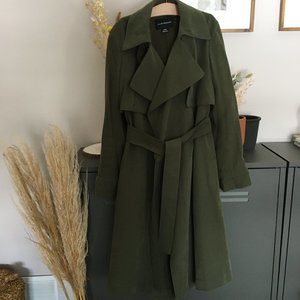 Club Monaco Elima Trench Coat in Olive Green